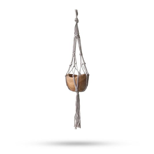 Macrame Small Drop Pot Holder - Beige - 75cm - Luna Panther alternate view