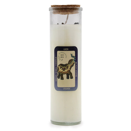 Polished Magic Spell Candle - Luck featuring natural patterning and unique variations - Luna Panther