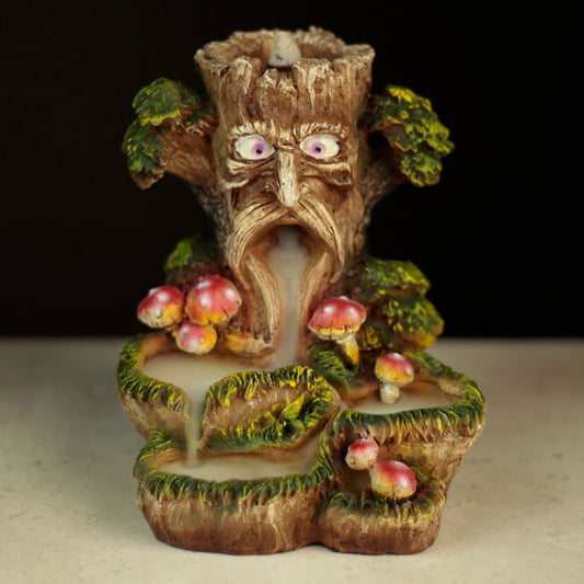 Polished Magic Tree Backflow Incense Burner featuring natural patterning and unique variations - Luna Panther alternate view