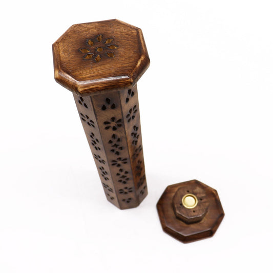 Mango Wood Hexagonal Tower - Luna Panther alternate view