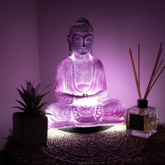 Meditation Buddha Lamp Lavender Crackle - Oval Stand - Luna Panther alternate view