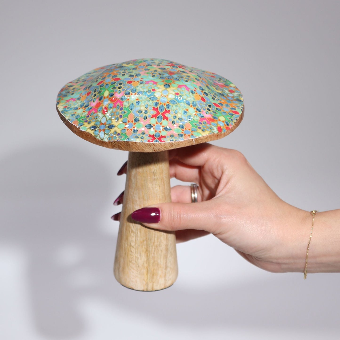 Medium Enamelled Mushroom - 15cm - Pretty Floral - Luna Panther