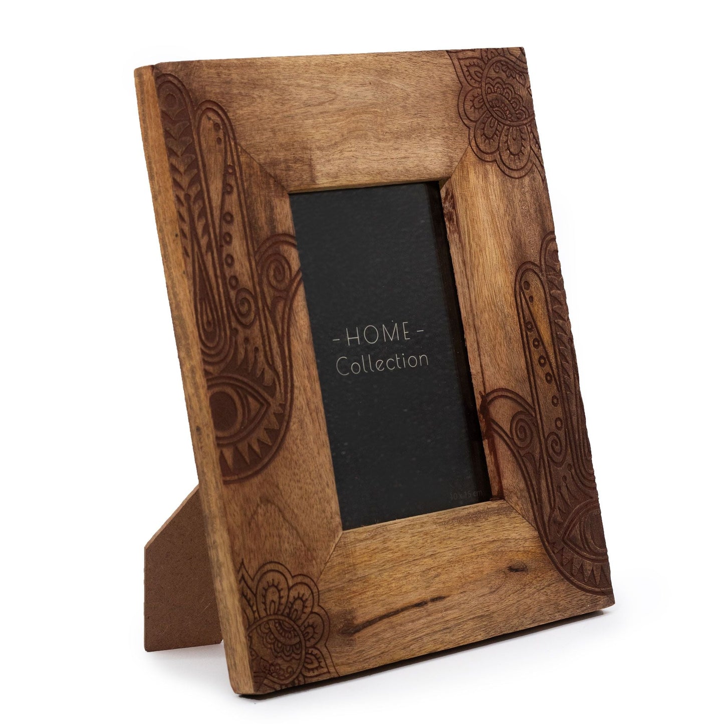 Black mango wood hamsa picture frame for 10 x 15cm photo, approx. 26 x 20 x 2cm