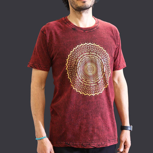 Polished Medium Stone Washed T-Shirt - Mandala - Maroon featuring natural patterning and unique variations - Luna Panther