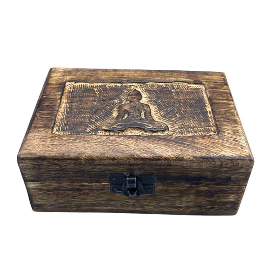 Medium Wooden Keepsake Box 15x10x6cm - Buddha - Luna Panther