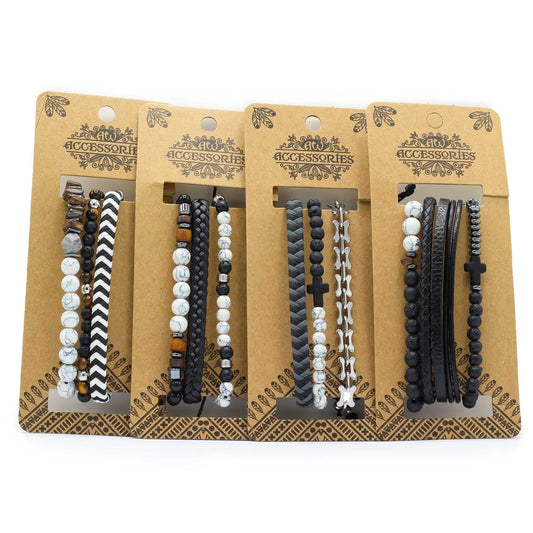 Mens Premium Bracelet Sets - City Slicker Blacks (asst) - Luna Panther