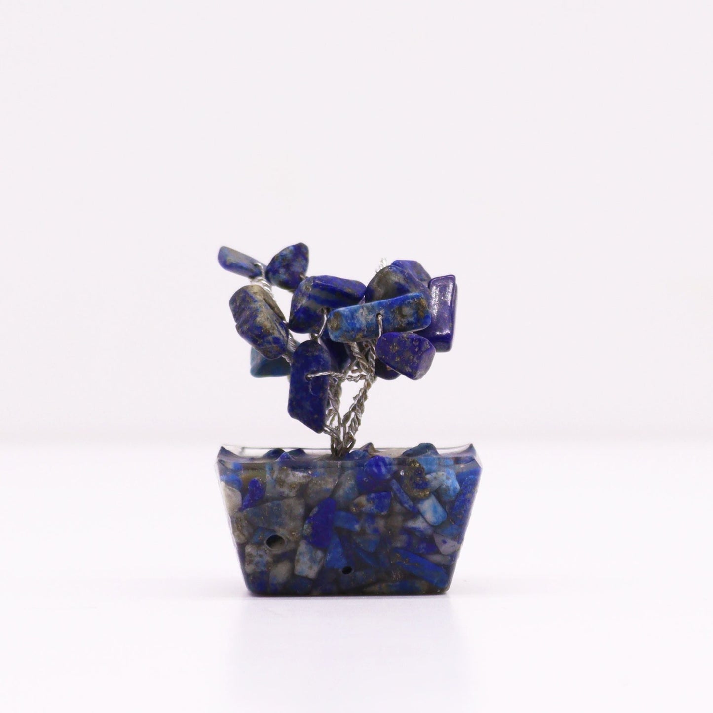 Polished Mini Gemstone Tree On Orgonite Base - Sodalite (15 stones) featuring navy-blue tone with white veining - Luna Panther