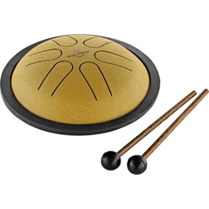 Polished Luna Panther Mini Steel Tongue Drums 6" Tongue Drum, B Major, Gold - MSTD3G featuring natural patterning - Luna Panther