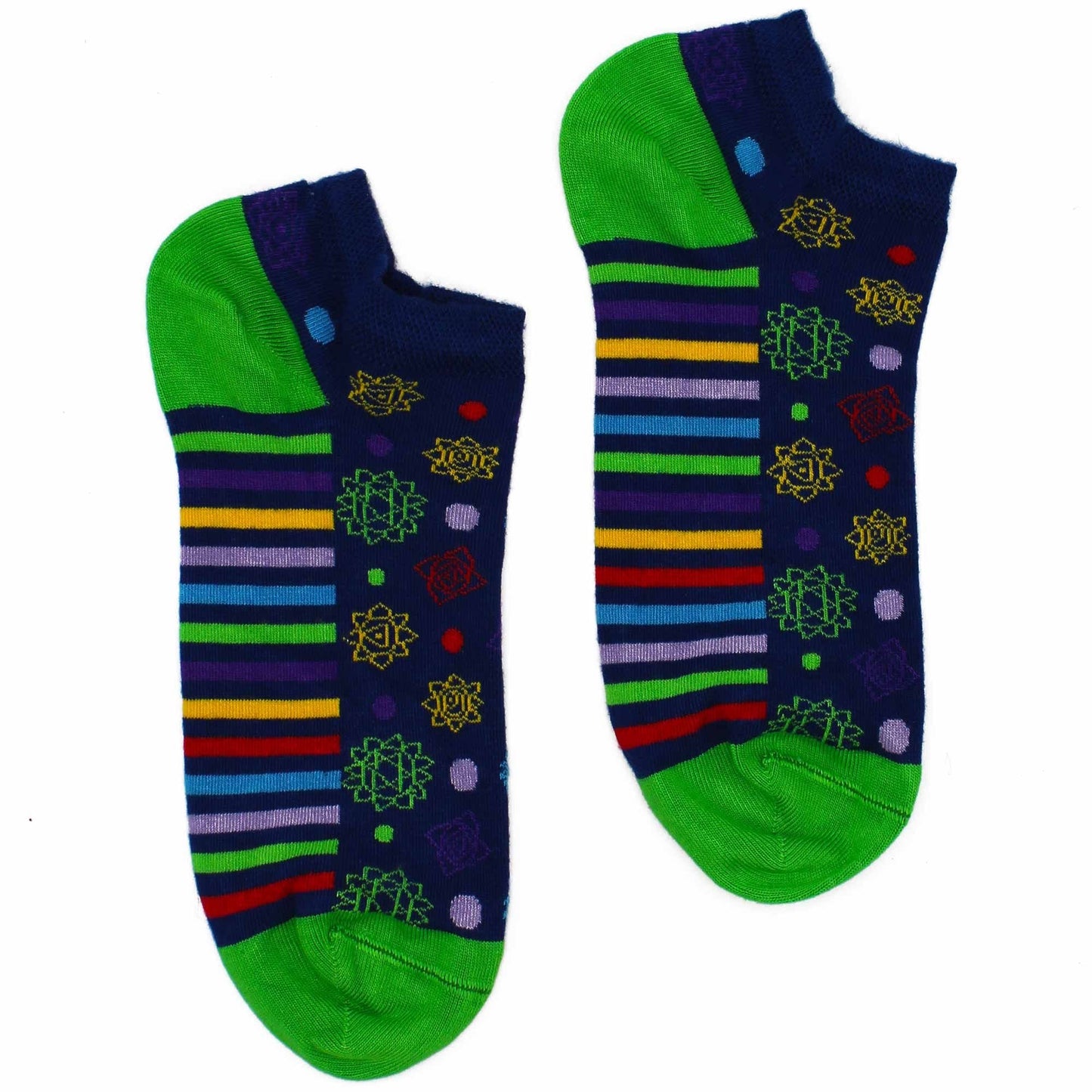 Polished M/L Hop Hare Bamboo Socks Low (7.5-11.5) - 7 Chakra featuring natural patterning and unique variations - Luna Panther