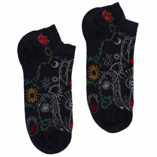 Polished M/L Hop Hare Bamboo Socks Low (7.5-11.5) - Hamsa featuring natural patterning and unique variations - Luna Panther