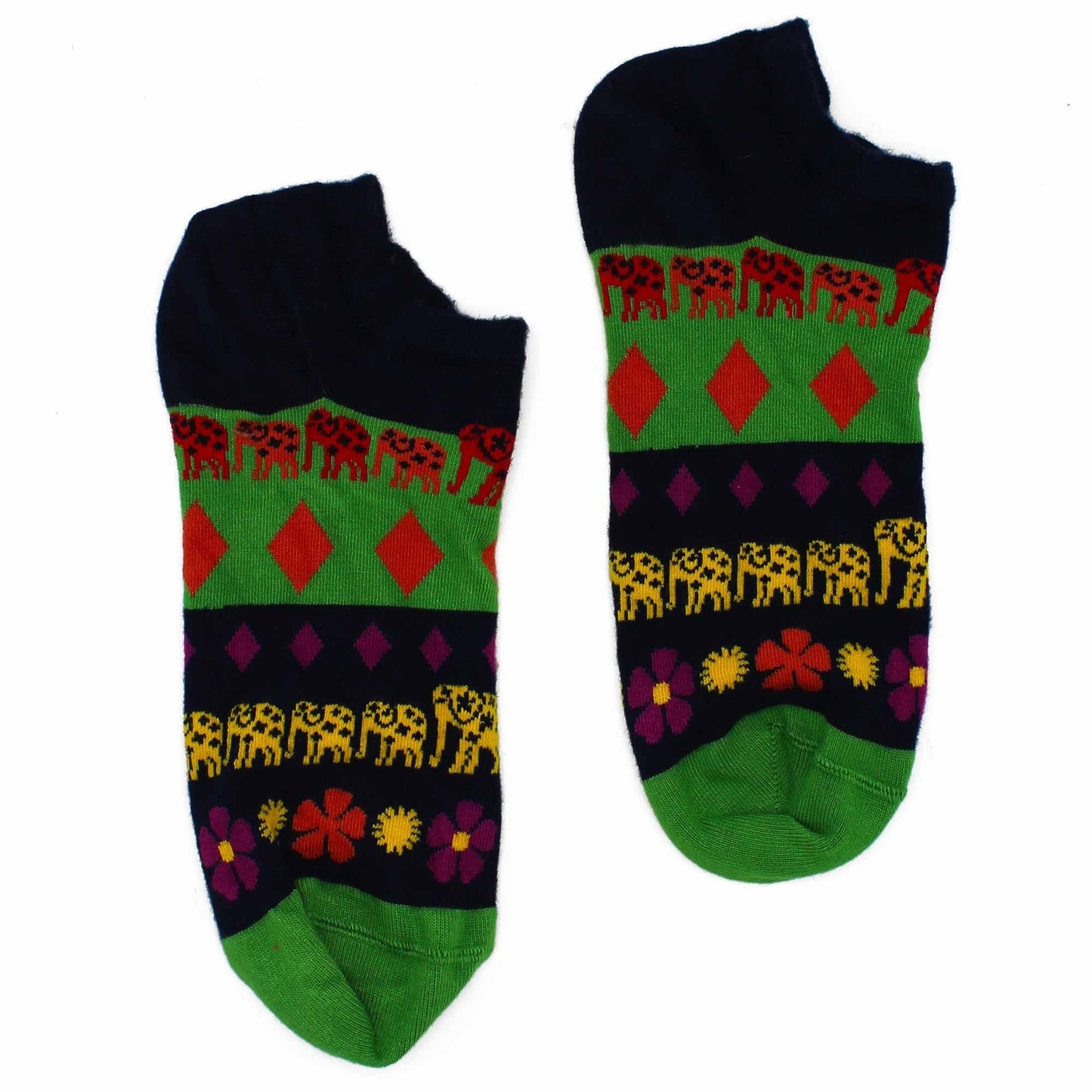 Polished M/L Hop Hare Bamboo Socks Low (7.5-11.5) - Lucky Elephant featuring natural patterning and unique variations - Luna Panther