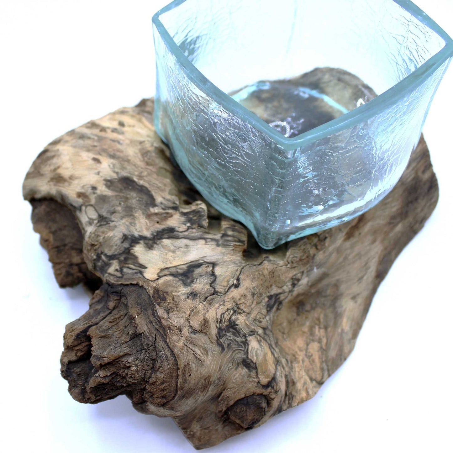 Molten Crackled Glass Tank on Wood - Luna Panther