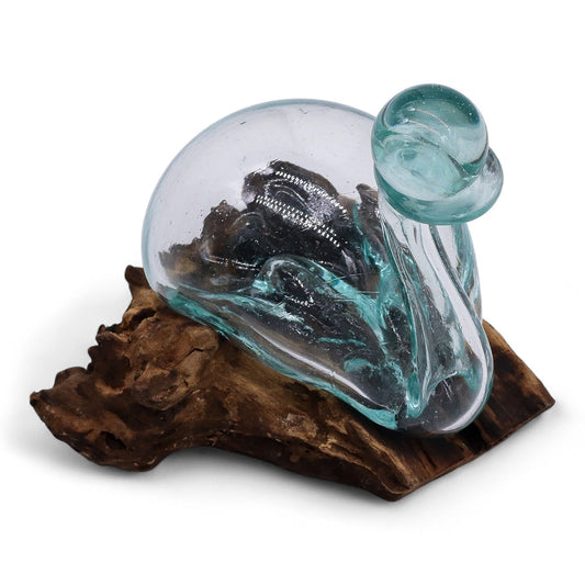 Molten Glass Duck Decanter on Wood with Stopper 19cm - Luna Panther alternate view