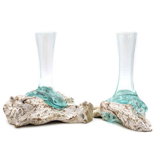 Molten Glass on Whitewash Wood - Vase - Medium - Luna Panther