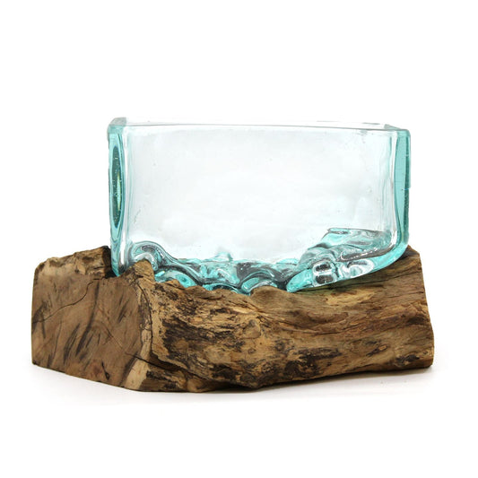 Molten Glass Tank on Wood with Stand - Medium Bowl - Luna Panther