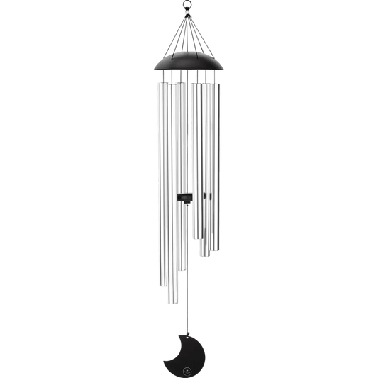 Polished Luna Panther Moon Meditation Chime 44" / 110 cm, 432 Hz, Round Arch, Silver - MMC44S featuring natural patterning - Luna Panther