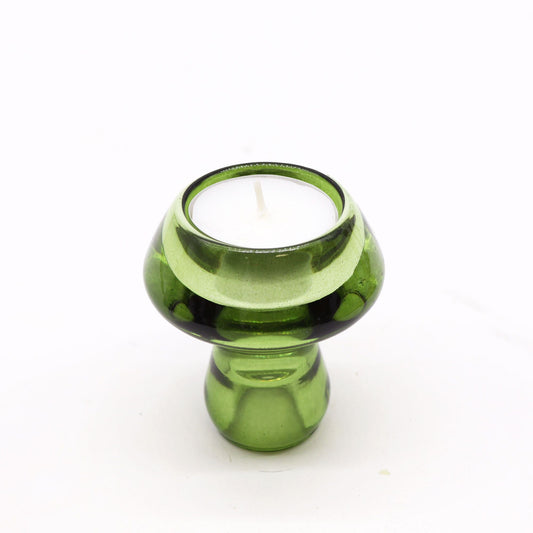 Polished Mushroom Flip Dinner Candle / Tealight Holder - Garden Jade featuring serene green tone and smooth polish - Luna Panther
