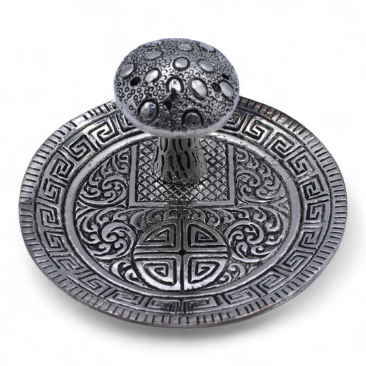 Mushroom Plate - Silver Effect - Incense Holder - Luna Panther