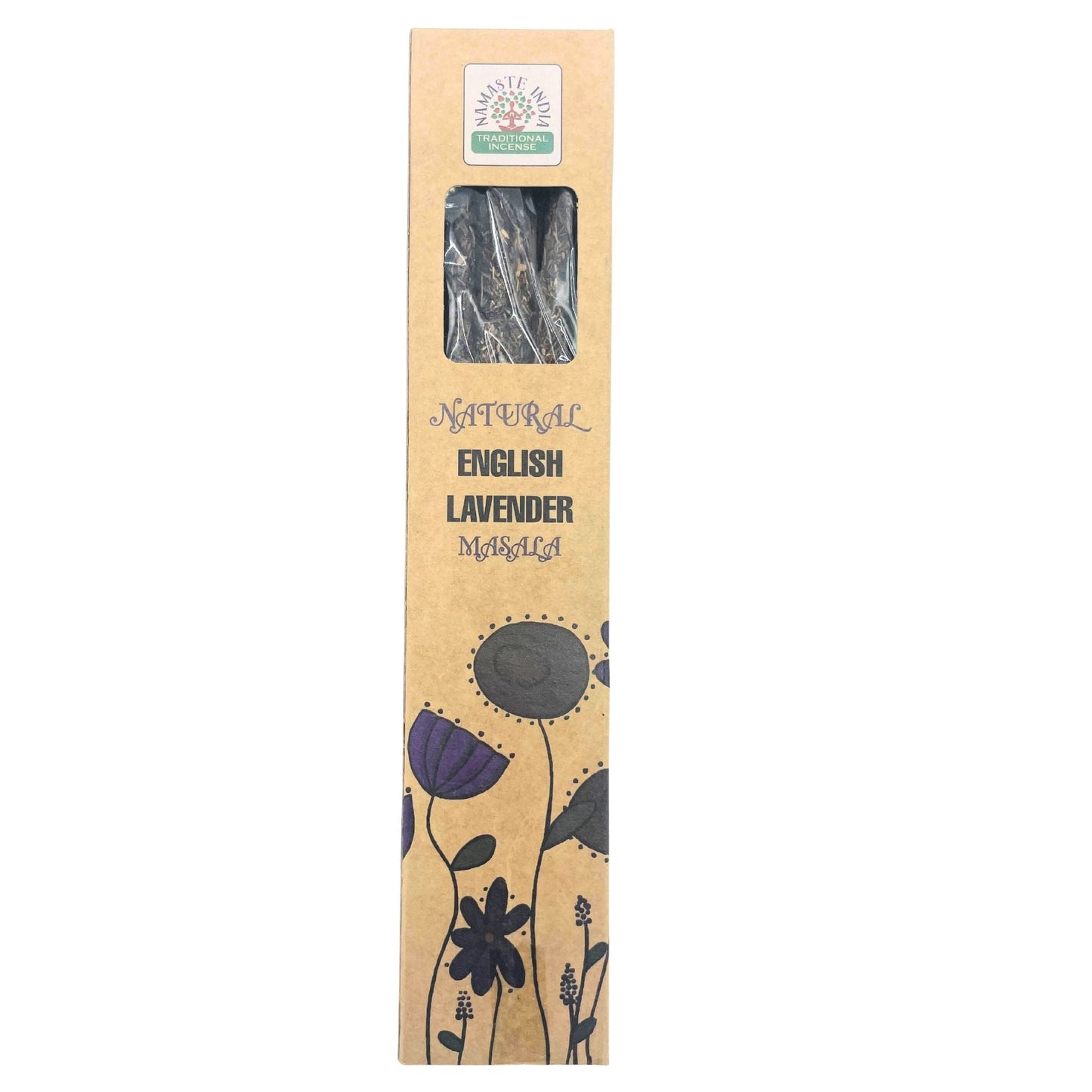 Polished Natural Botanical Masala Incense English Lavender featuring natural patterning and unique variations - Luna Panther