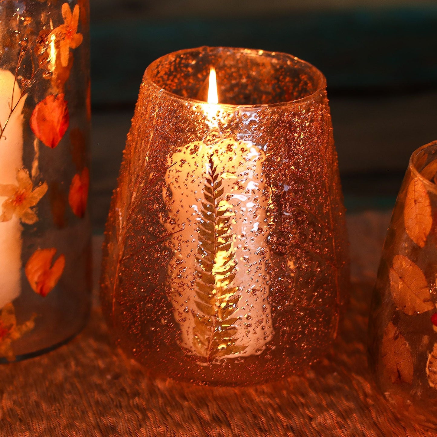 Natural Floral Glass - Large Bowl Candle Holder - Pino - (15x12cm) - Luna Panther