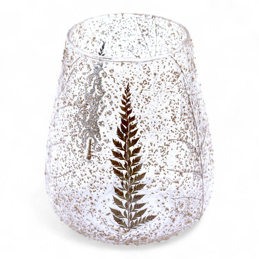 Natural Floral Glass - Large Bowl Candle Holder - Pino - (15x12cm) - Luna Panther