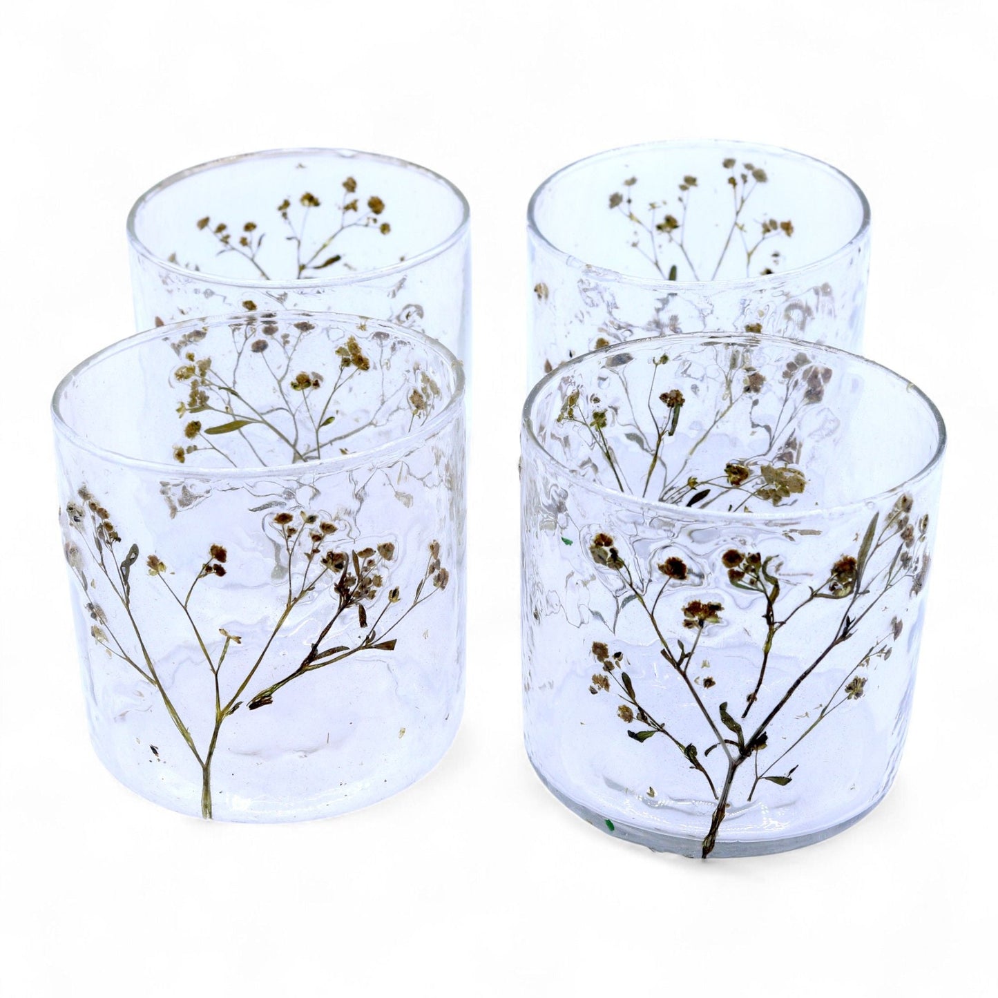 Natural Floral Glass - Straight Candle Holder - Margarita - (8x8cm) - Luna Panther