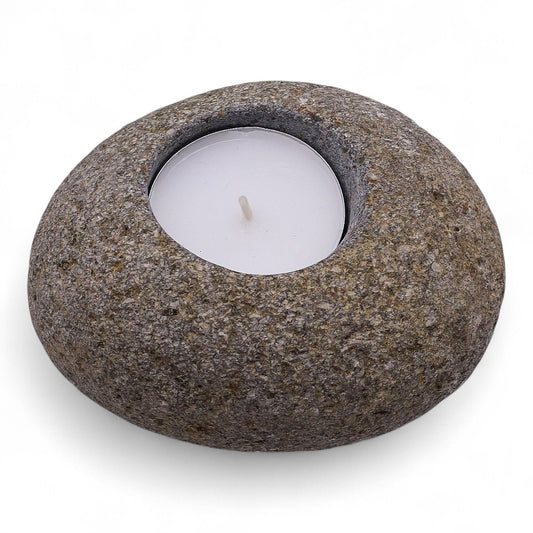 Natural Riverstone Candle Holder - Single Nightlight - Luna Panther