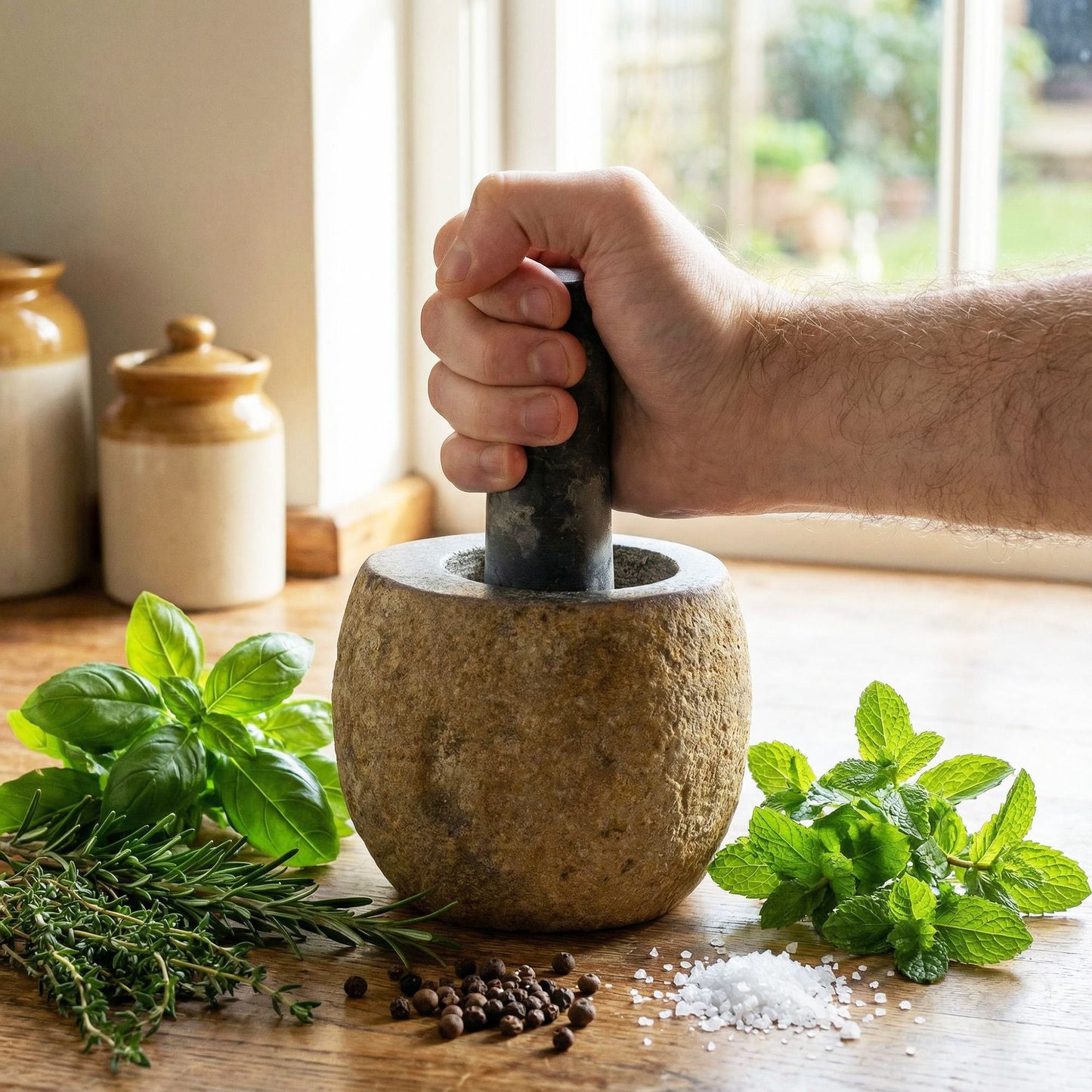 Natural Riverstone Decorative Pestle & Mortar - Small (approx. 9x7cm) - Luna Panther