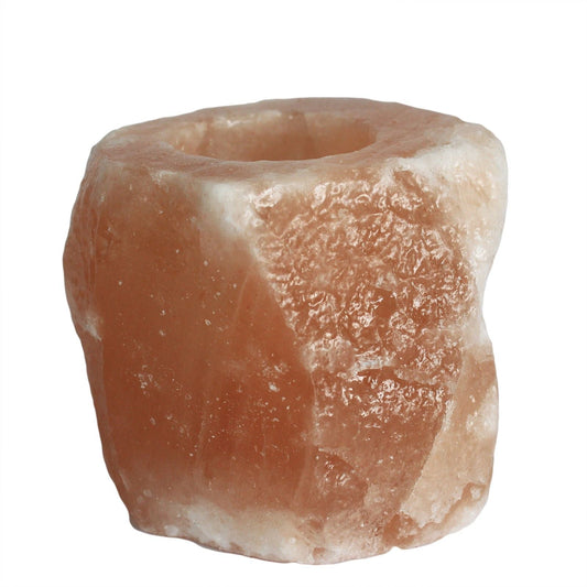 Polished Natural Salt Candle Holder 600-800g featuring natural patterning and unique variations - Luna Panther