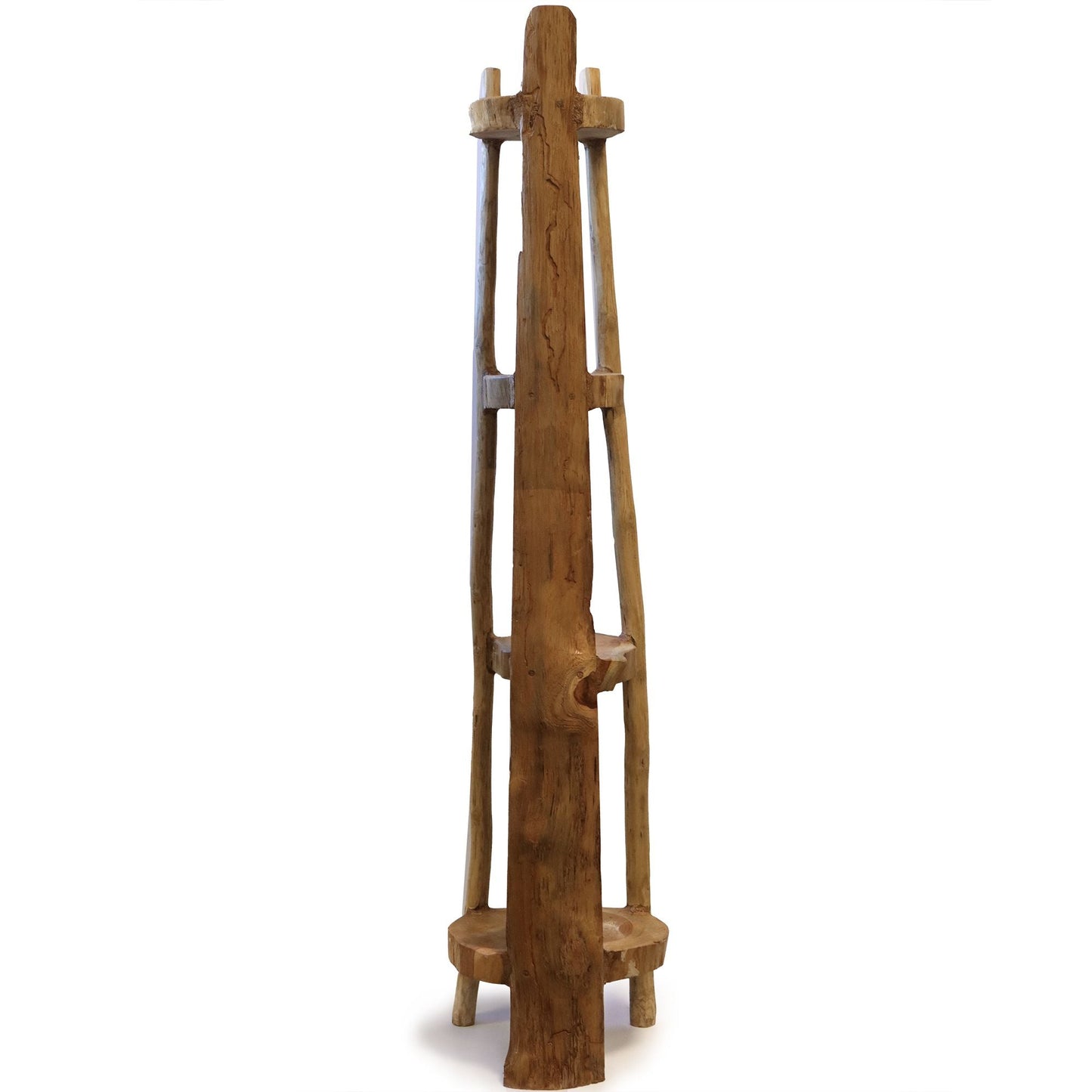 Natural Teak Corner Unit – 4 Shelves, 135 cm High — product, image 4 of 4.