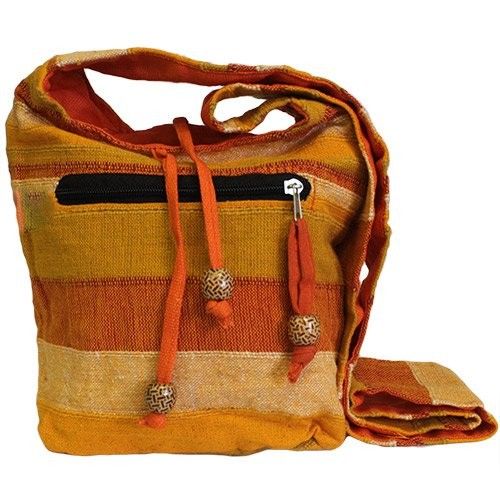 Polished Nepal Sling Bag - Sunrise Orange featuring natural patterning and unique variations - Luna Panther