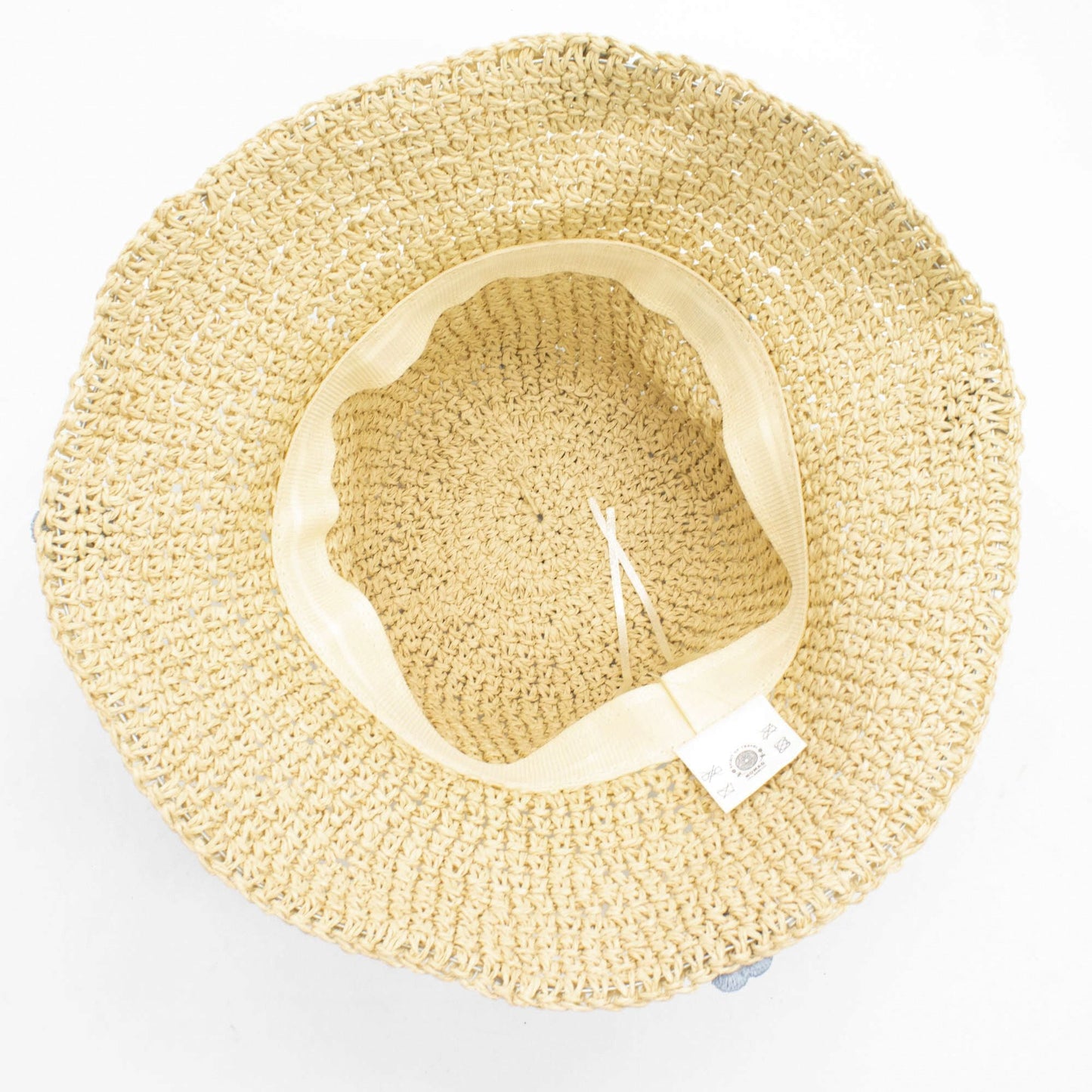 Nomad Sari Floppy Straw Sun Hat - Beige & Blue Flowers - Luna Panther