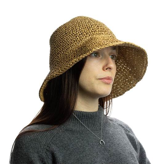 Nomad Sari Floppy Straw Sun Hat - Natural Coffee - Luna Panther alternate view