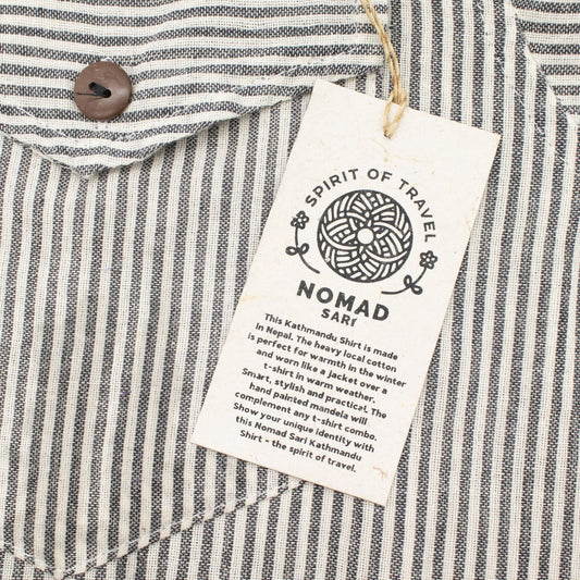 Nomad Sari Grandad Shirt - Grey Stone - Large - Luna Panther