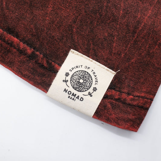Nomad Sari Stonewashed Cotton T-Shirt - Dragon Mandala - Maroon - Large - Luna Panther