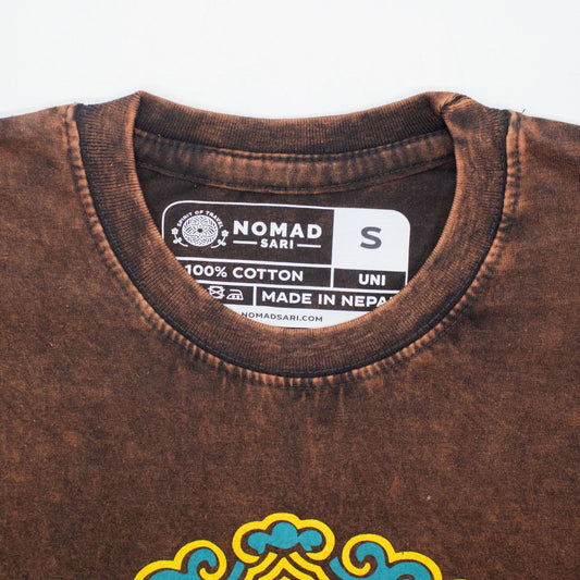 Nomad Sari Stonewashed Cotton T-Shirt - Sun & Zodiac - Brown - Small - Luna Panther alternate view