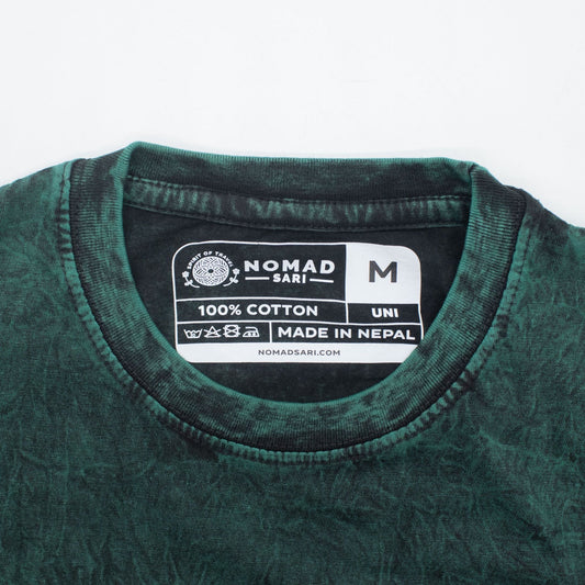 Nomad Sari Stonewashed Cotton T-Shirt - Tree of Life - Green - Medium - Luna Panther