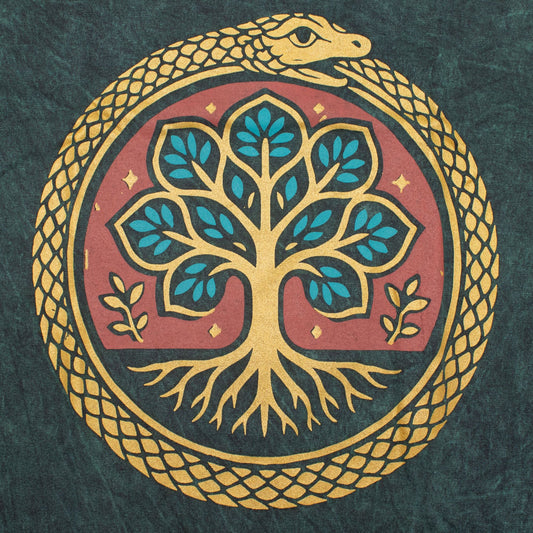 Nomad Sari Stonewashed Cotton T-Shirt - Tree of Life - Green - Small - Luna Panther alternate view