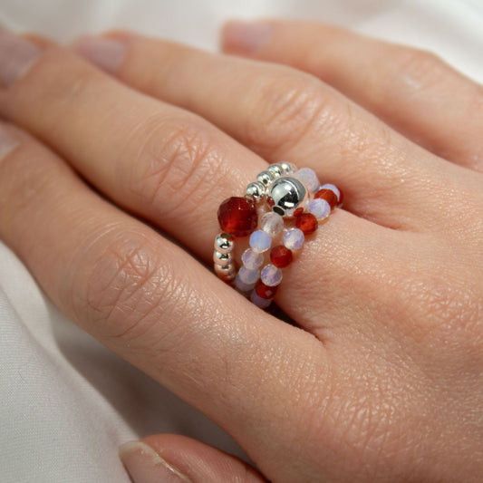 Nymph Spirit Gemstone Ring Set - Blood Moon - Luna Panther