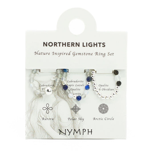 Nymph Spirit Gemstone Ring Set - Northern Lights - Luna Panther