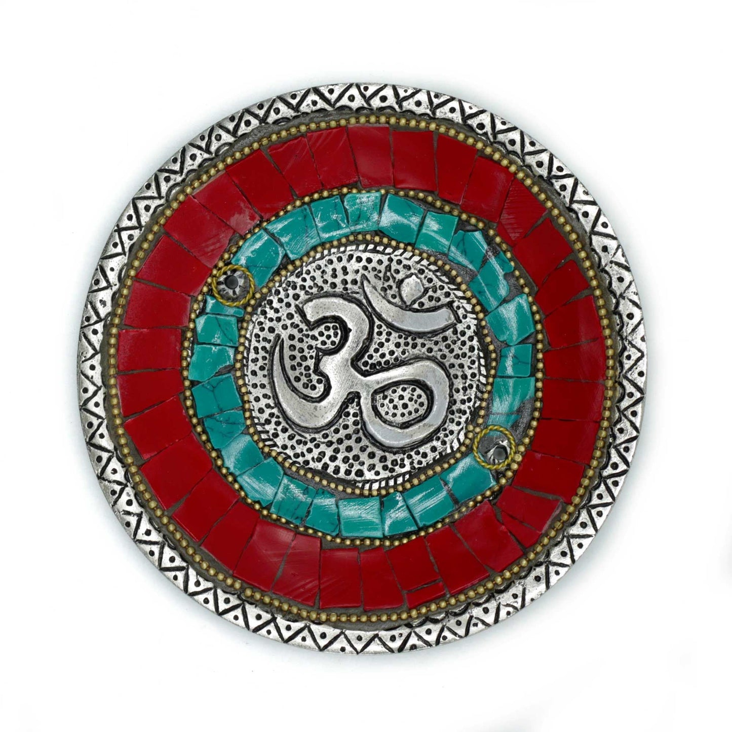 Polished Om Plate Tibetan Decor Cone & Stick Holder featuring natural patterning and unique variations - Luna Panther