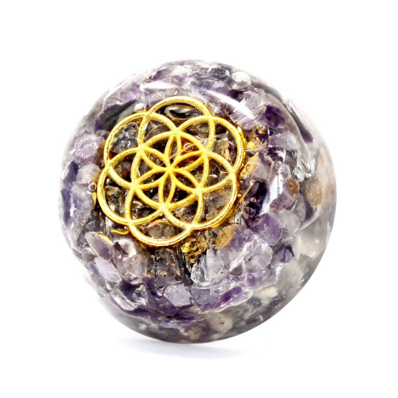Polished Orgonite Desk Power Packs - Amethyst Dome featuring rich purple colour and natural clarity - Luna Panther