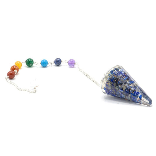 Polished Orgonite Power Chakra Pendulum - Lapis featuring royal blue tone with gold flecks - Luna Panther