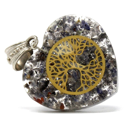Polished Orgonite Power Pendant - Heart Tree of Life featuring natural patterning and unique variations - Luna Panther