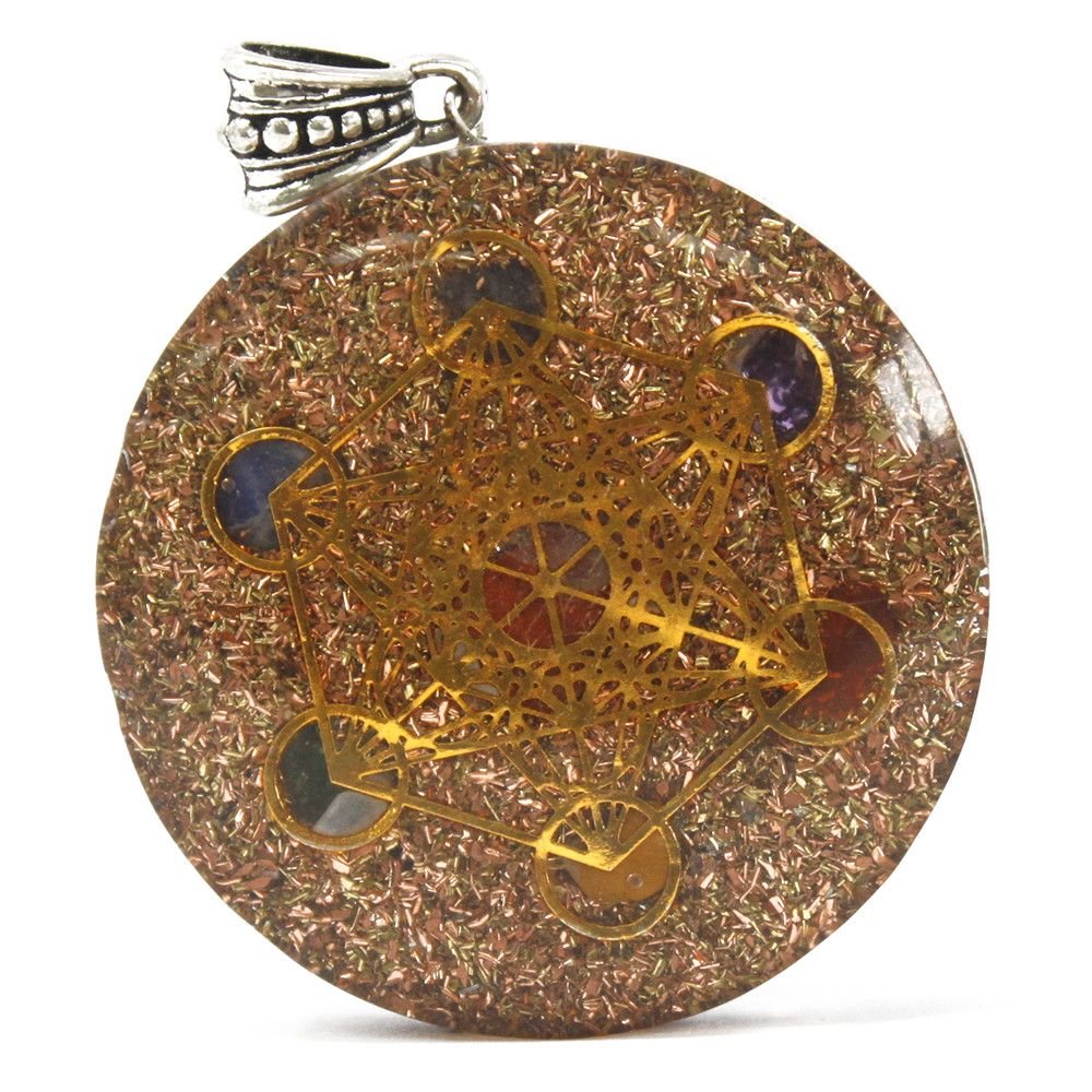Polished Orgonite Power Pendant - Multi Power Chakra - Lrg featuring natural patterning and unique variations - Luna Panther