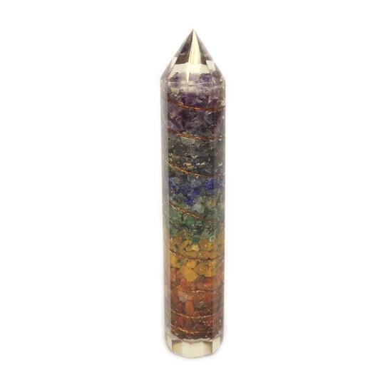 Polished Orgonite Power Wand 15cm Copper & Gemchips featuring natural patterning and unique variations - Luna Panther