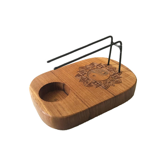 Polished Palo Santo Heater - Teak Wood - Yin & Yang Design featuring natural patterning and unique variations - Luna Panther