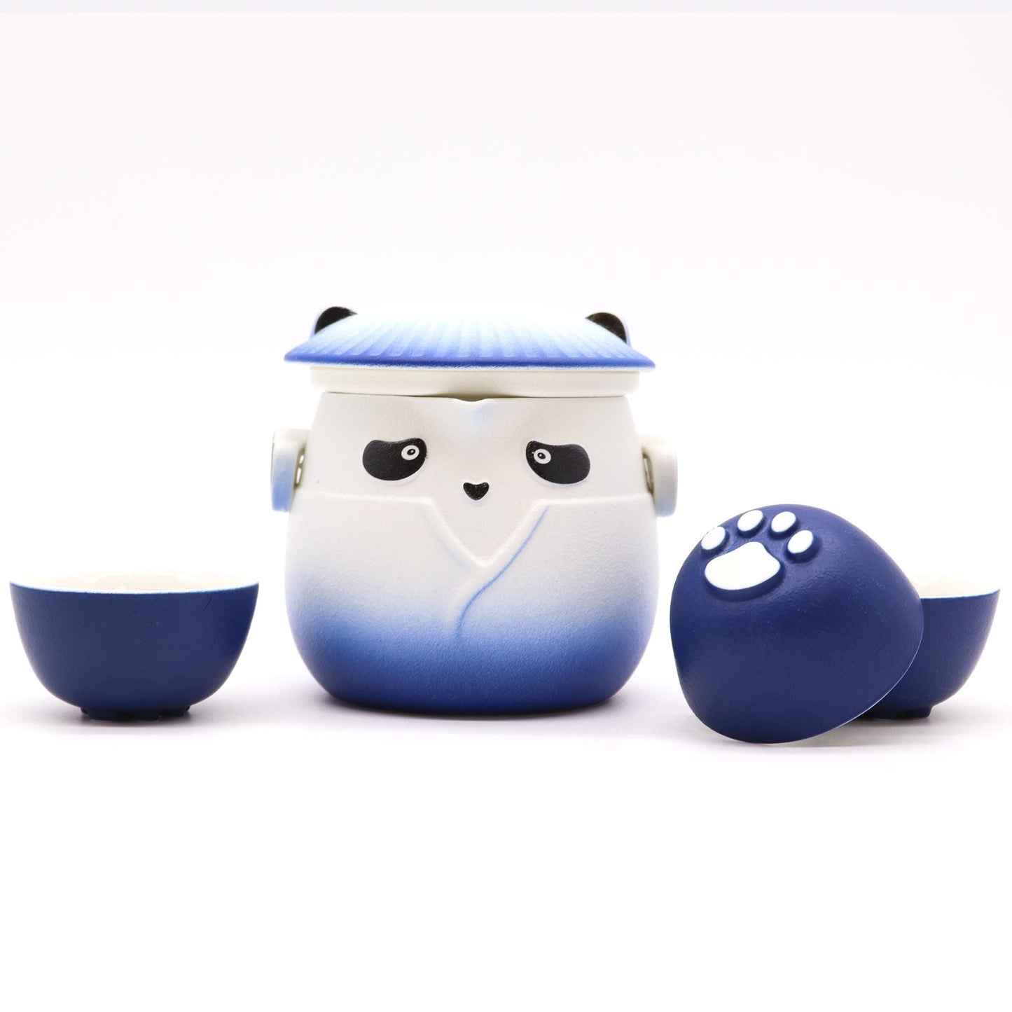 Polished Panda Teapot Set & Three Cups - Sky Blue featuring natural patterning and unique variations - Luna Panther