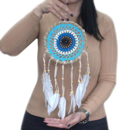 Polished Pastel Pink Macramé Dream Catcher 16cm (asst colours) featuring natural patterning and unique variations - Luna Panther