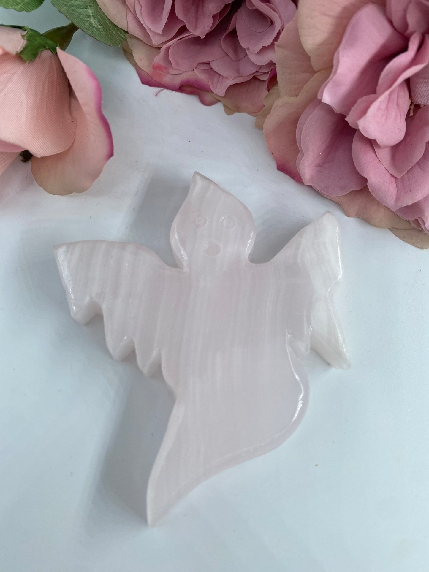 Polished Pink Mangano Ghost featuring natural patterning and unique variations - Luna Panther